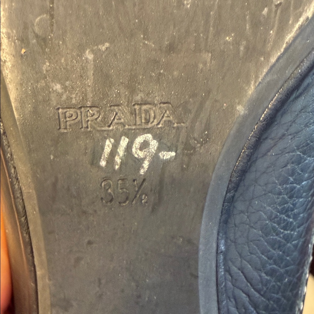 Women's Prada Black Leather Slipper Mule with White Stitching and Tassels - Picture 3 of 5